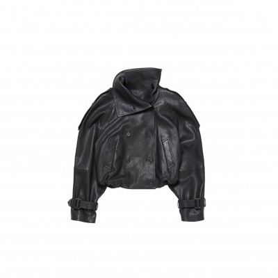 ACNE STUDIOS CROPPED LEATHER TRENCH COAT FN-WN-LEAT000445